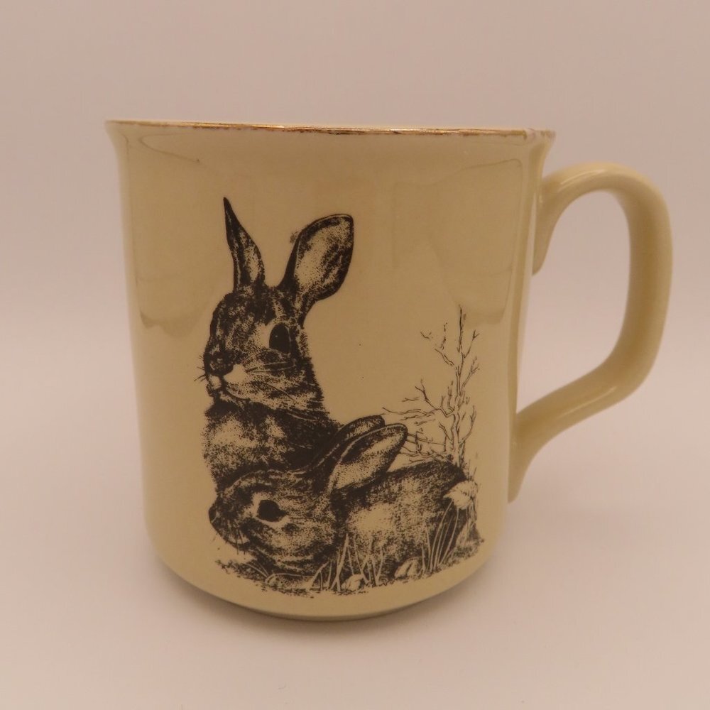 Rabbit Printed Mug Made in Japan Vintage